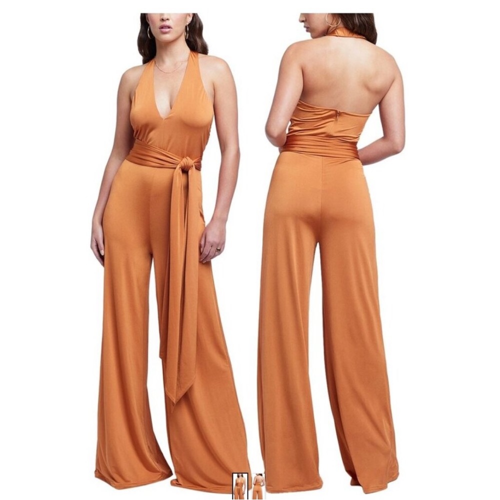 L’Agence  Halter Neck pants jumpsuit in orange NWT